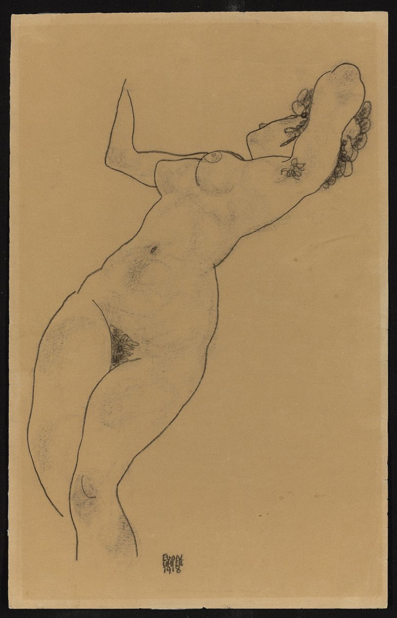 Liggend naakt, 1918 door Egon Schiele