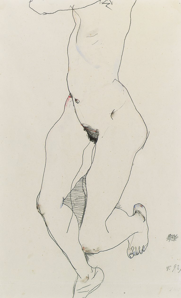 Rennende vrouw door Egon Schiele