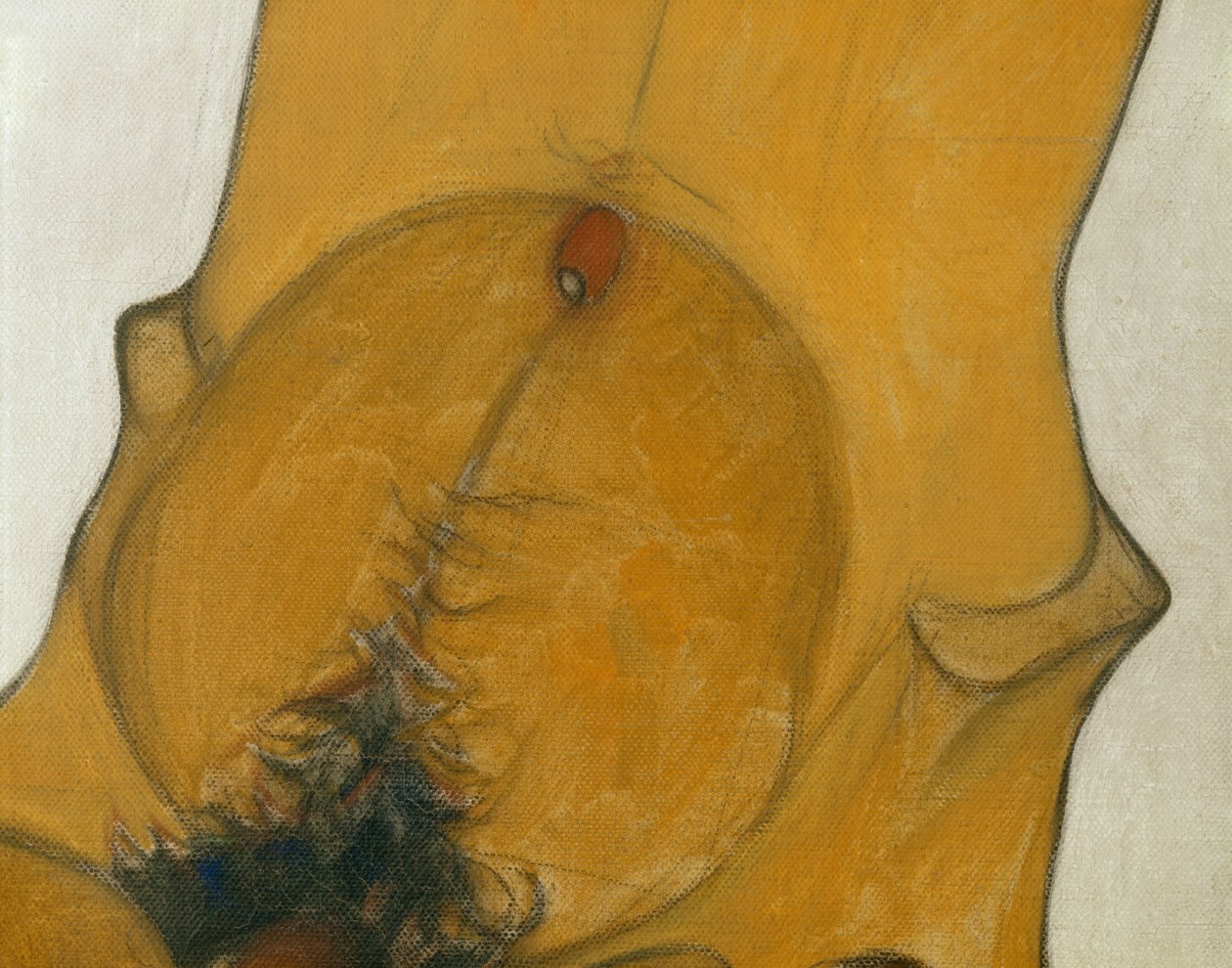 Sitzender Männerakt ... (olieverf en aquarel op doek) door Egon Schiele