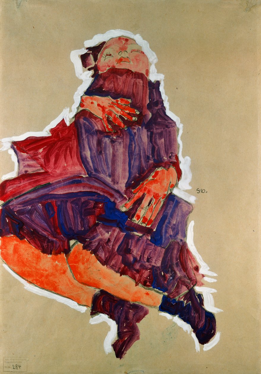 Slapend Kind, 1910 door Egon Schiele