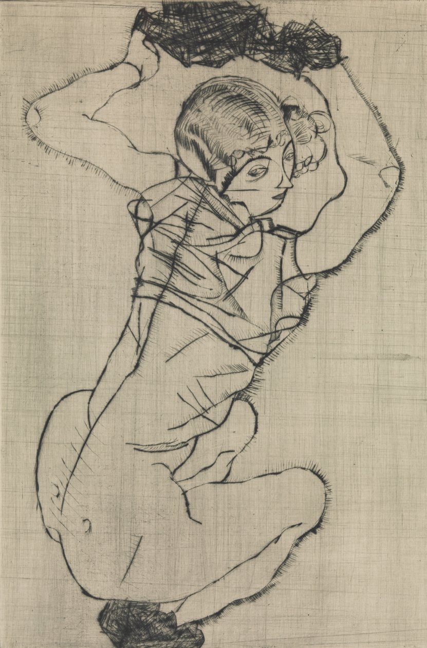 Hurkende vrouw door Egon Schiele