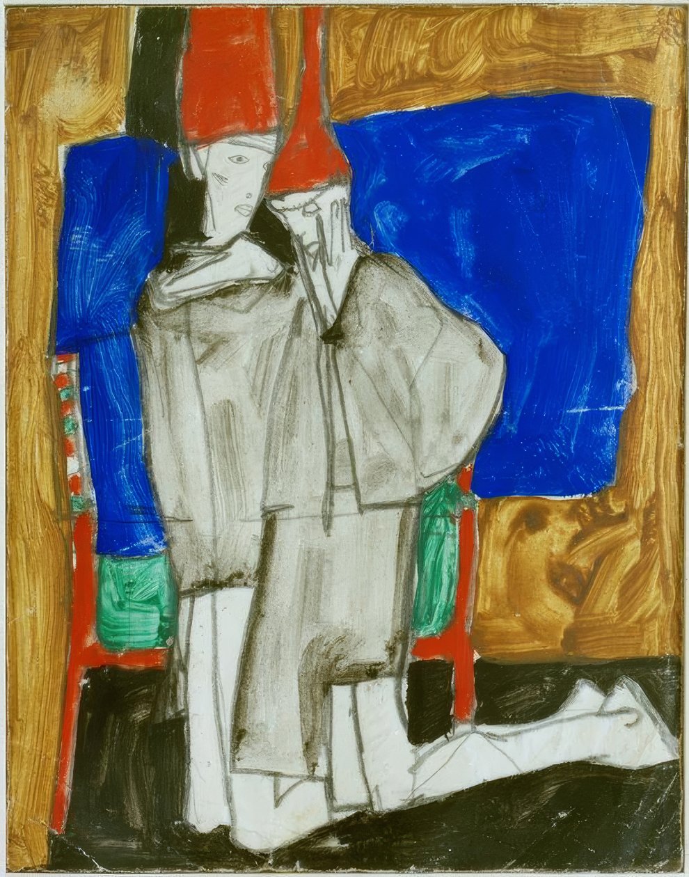 Twee knielende door Egon Schiele