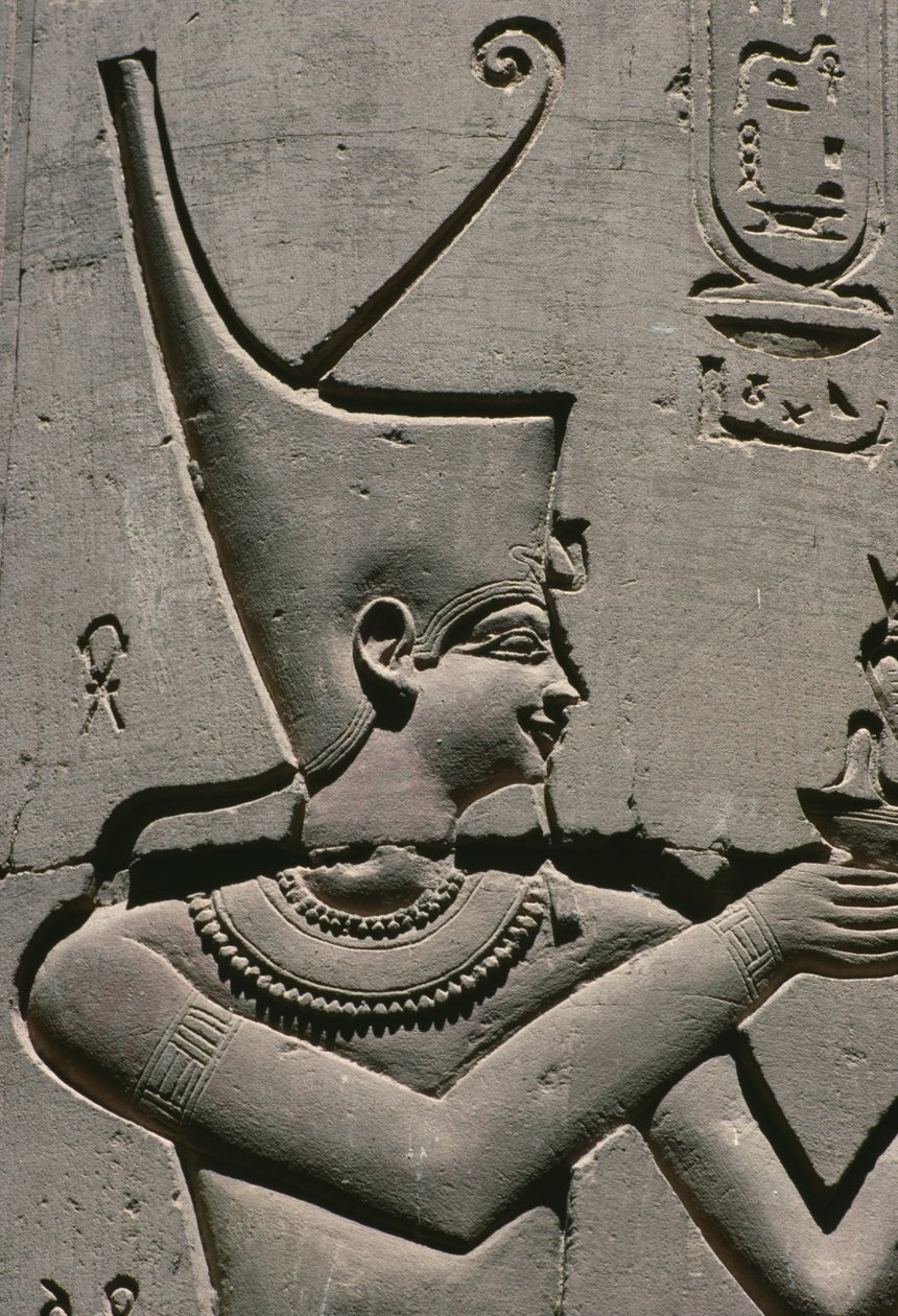 Detail van een reliëf, farao door Egyptian