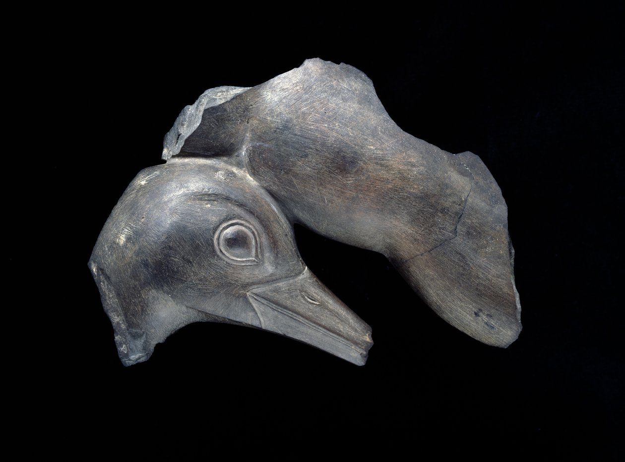 Fragment van een gesneden schaal met eendmotieven, Vroeg-dynastieke periode door Egyptian