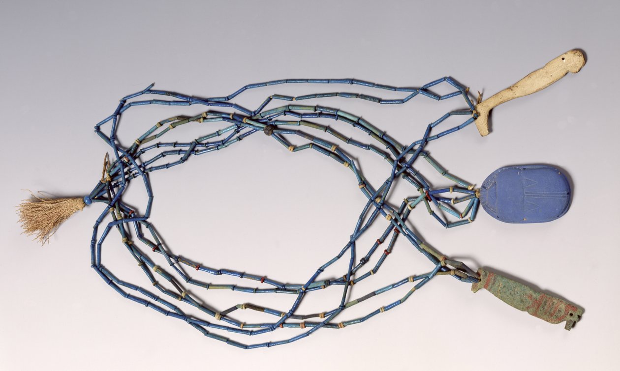 Ketting, gevonden op een mummie (turkoois) door Egyptian
