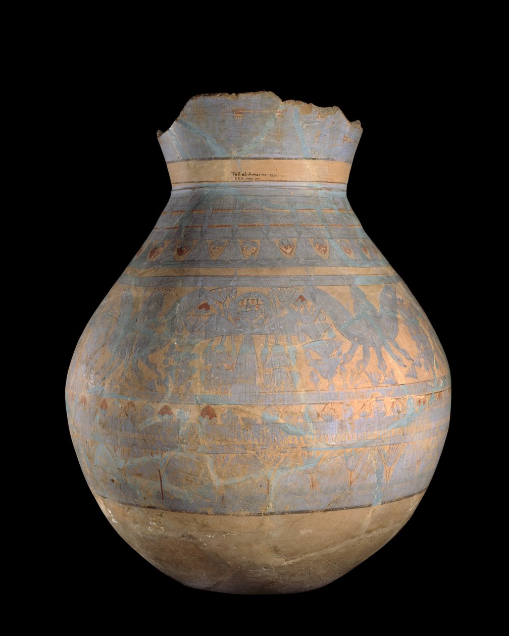 Versierd vat - zijde A, Tell-El Amarna, 14e eeuw v.Chr. door Egyptian 18th Dynasty
