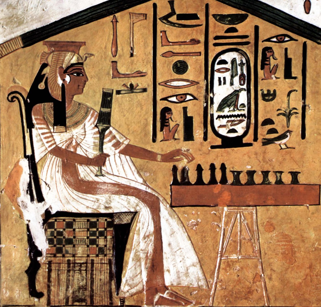 Nefertari speelt Senet (papyrus) door Egyptian 19th Dynasty