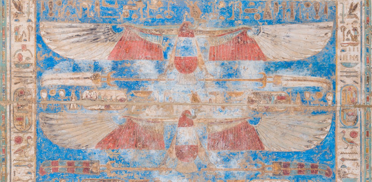Geschilderd reliëfbeeld op het gewelf door Egyptian 20th Dynasty