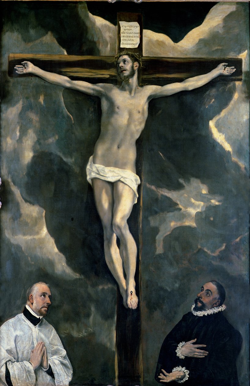 De kruisiging met twee schenkers, ca. 1580 door El Greco