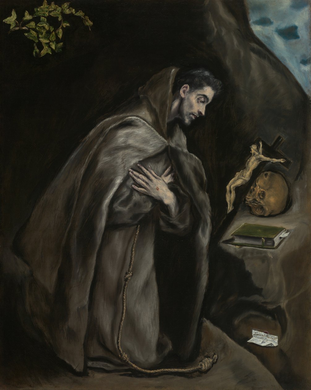 Sint Franciscus knielend in meditatie, 1595-1600 door El Greco