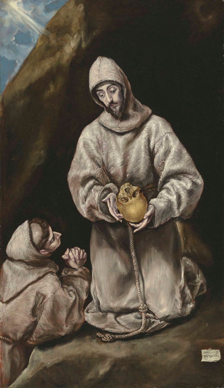 Franciscus en broeder Leo in meditatie door El Greco