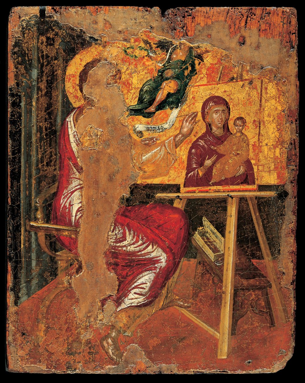 Lucas schildert de maagd door El Greco