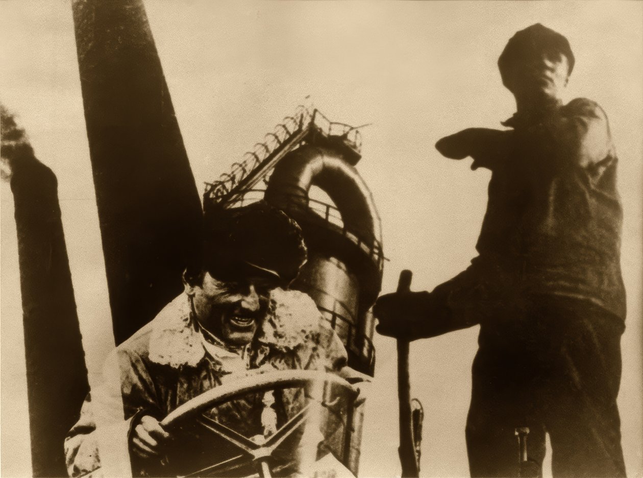 Arbeiders en schoorstenen door Eliezer Markowich Lissitzky