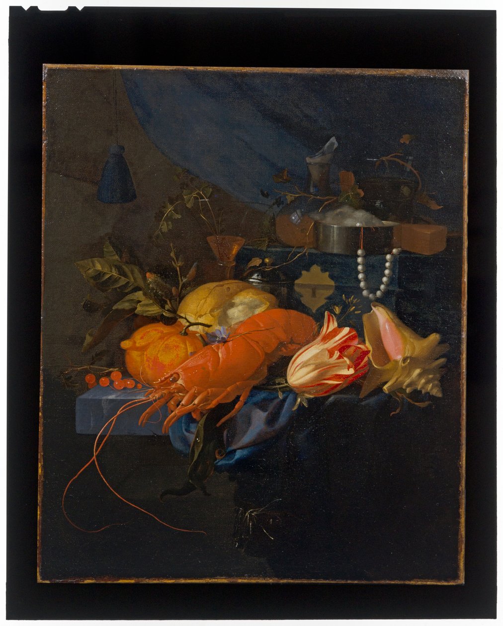 Stilleven met een kreeft door Elias van den Broeck