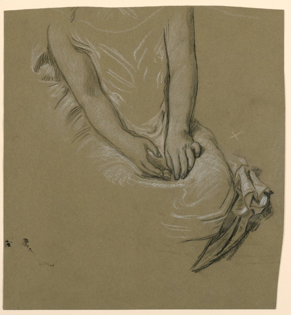 Tekening, studie vrouwelijke torso, ca. 1885 door Elihu Vedder