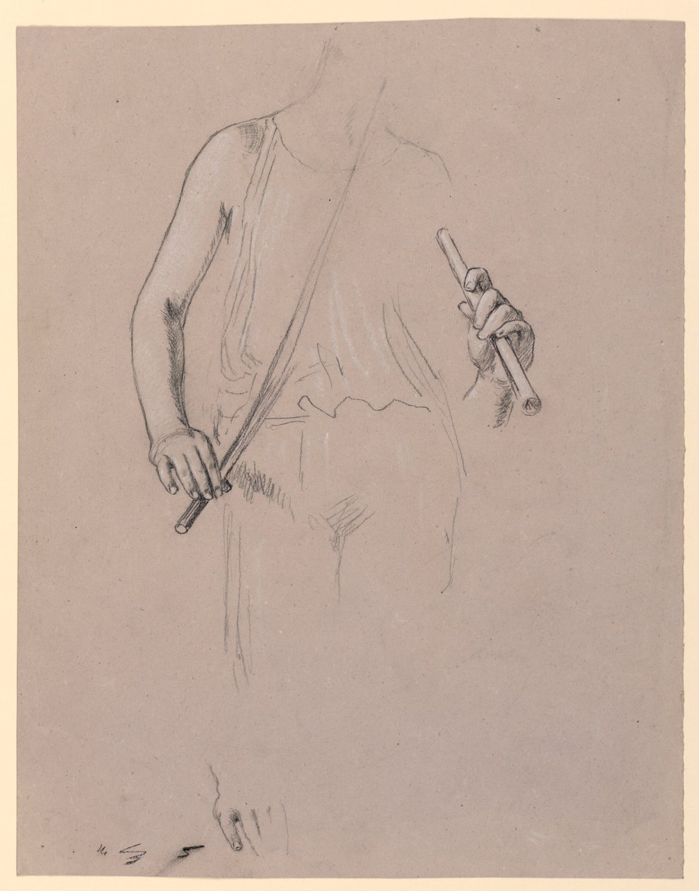 Figurenstudie: Gekostumeerde man door Elihu Vedder