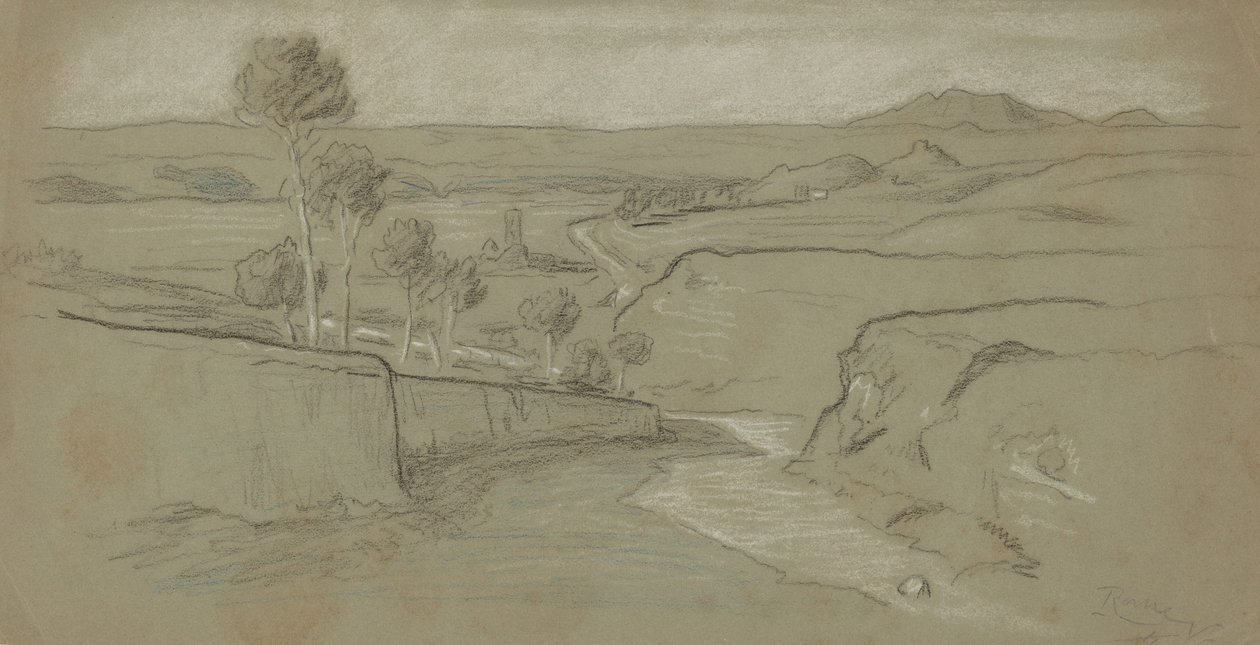 Romeins Landschap, c. 1900 door Elihu Vedder