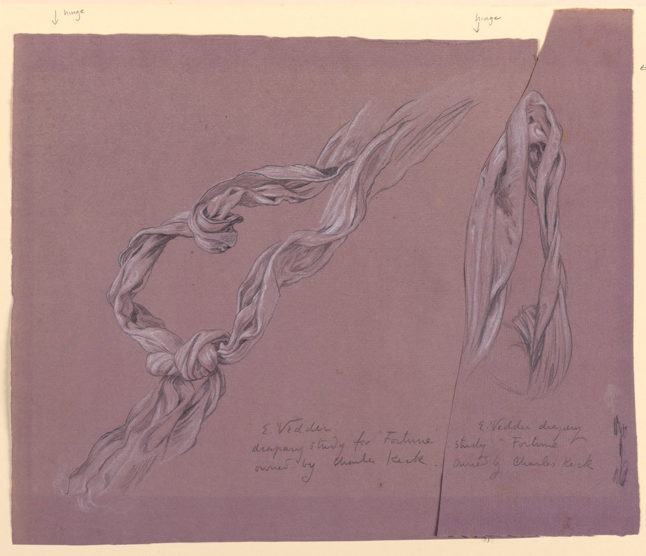 Studies van draperie van "Fortune" door Elihu Vedder