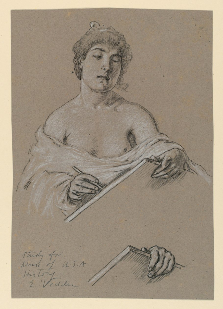 Studie voor "Muse van de Geschiedenis" door Elihu Vedder