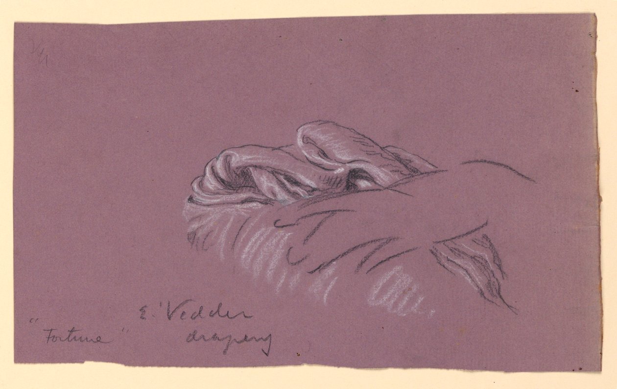 Studie van draperie van "Fortune" door Elihu Vedder