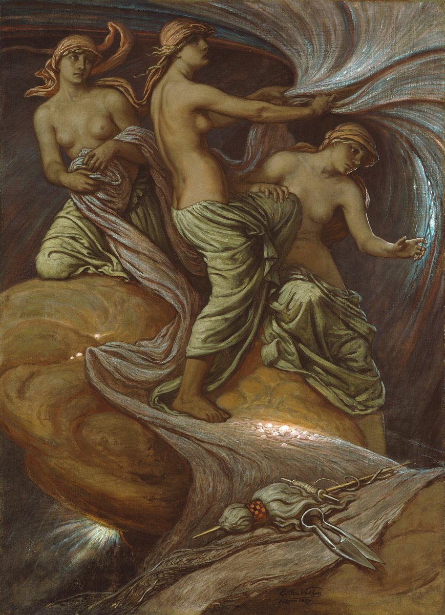De Schikgodinnen Verzamelen in de Sterren, 1887 door Elihu Vedder
