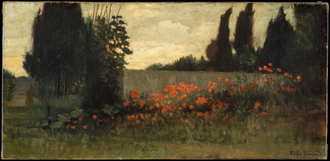 Cipres en klaprozen door Elihu Vedder