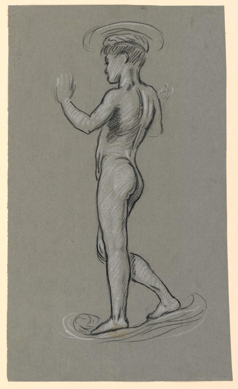 Figurenstudie voor een Fonteinontwerp door Elihu Vedder