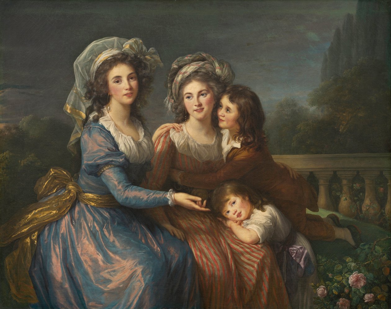 De markiezin de Pezay en de markiezin de Rougé met haar zonen Alexis en Adrien door Elisabeth Louise Vigee Lebrun