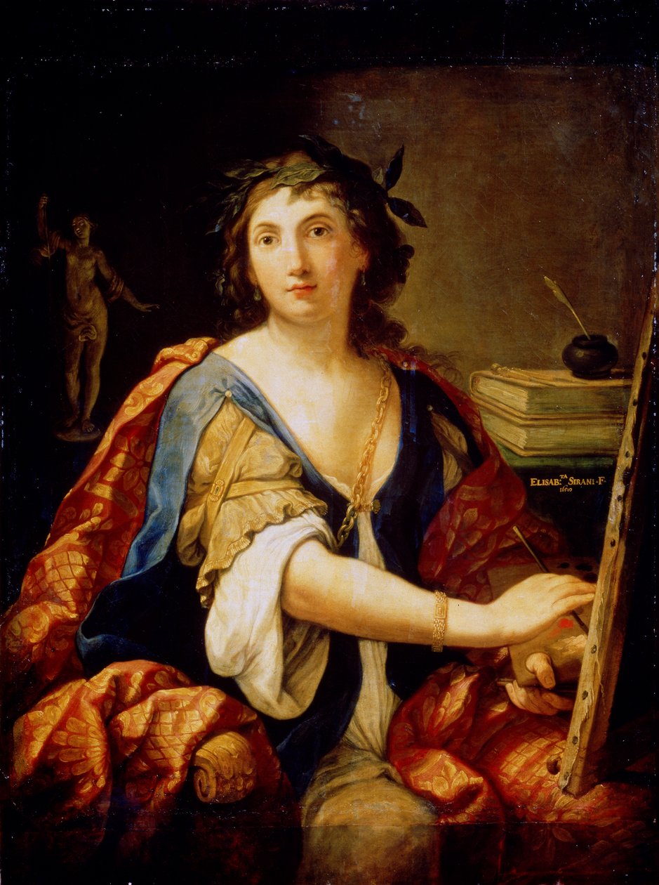 Allegorie van schilderkunst zelfportret, 1658 door Elisabetta Sirani