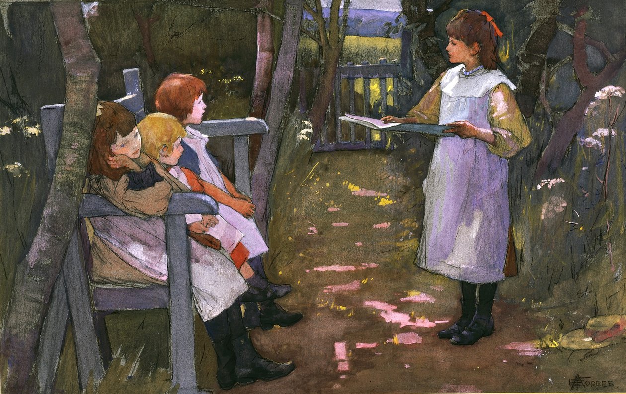 Kinderen in een tuin door Elizabeth Adela Stanhope Forbes