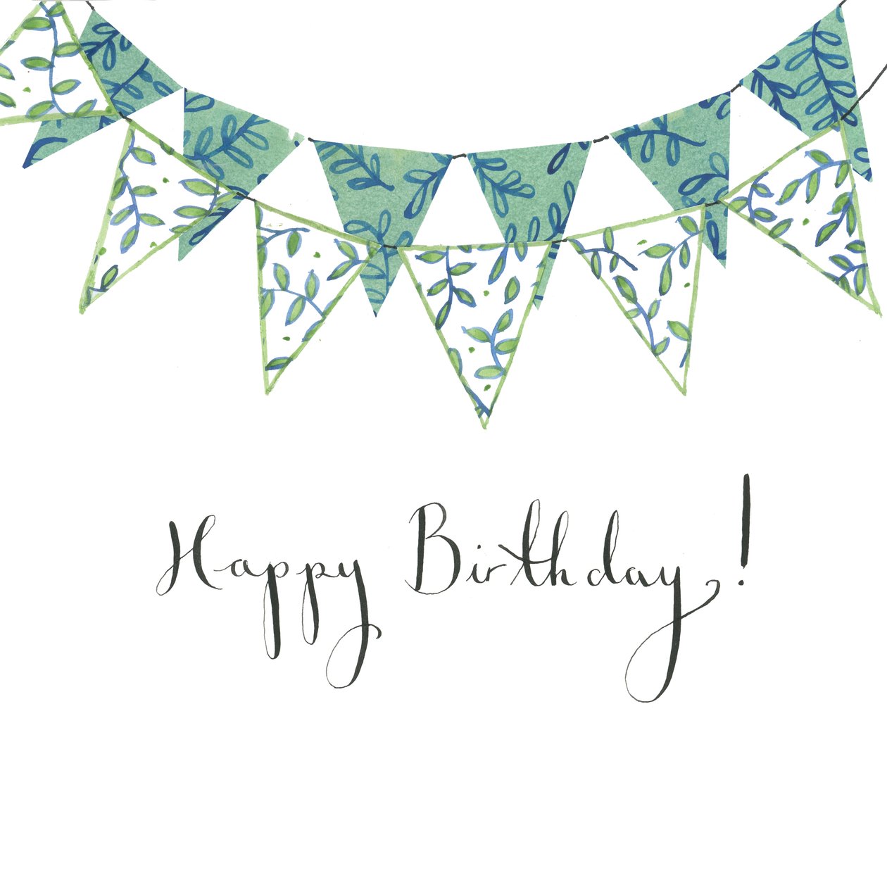 Happy Birthday Bunting, 2018 (aquarel en collage) door Elizabeth Rider