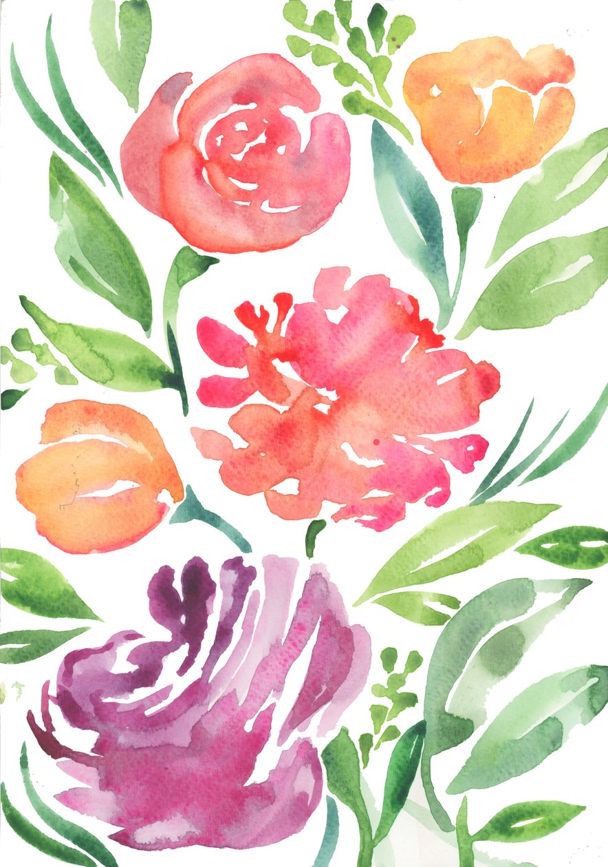 Wilde bloemen, 2018 (aquarel) door Elizabeth Rider
