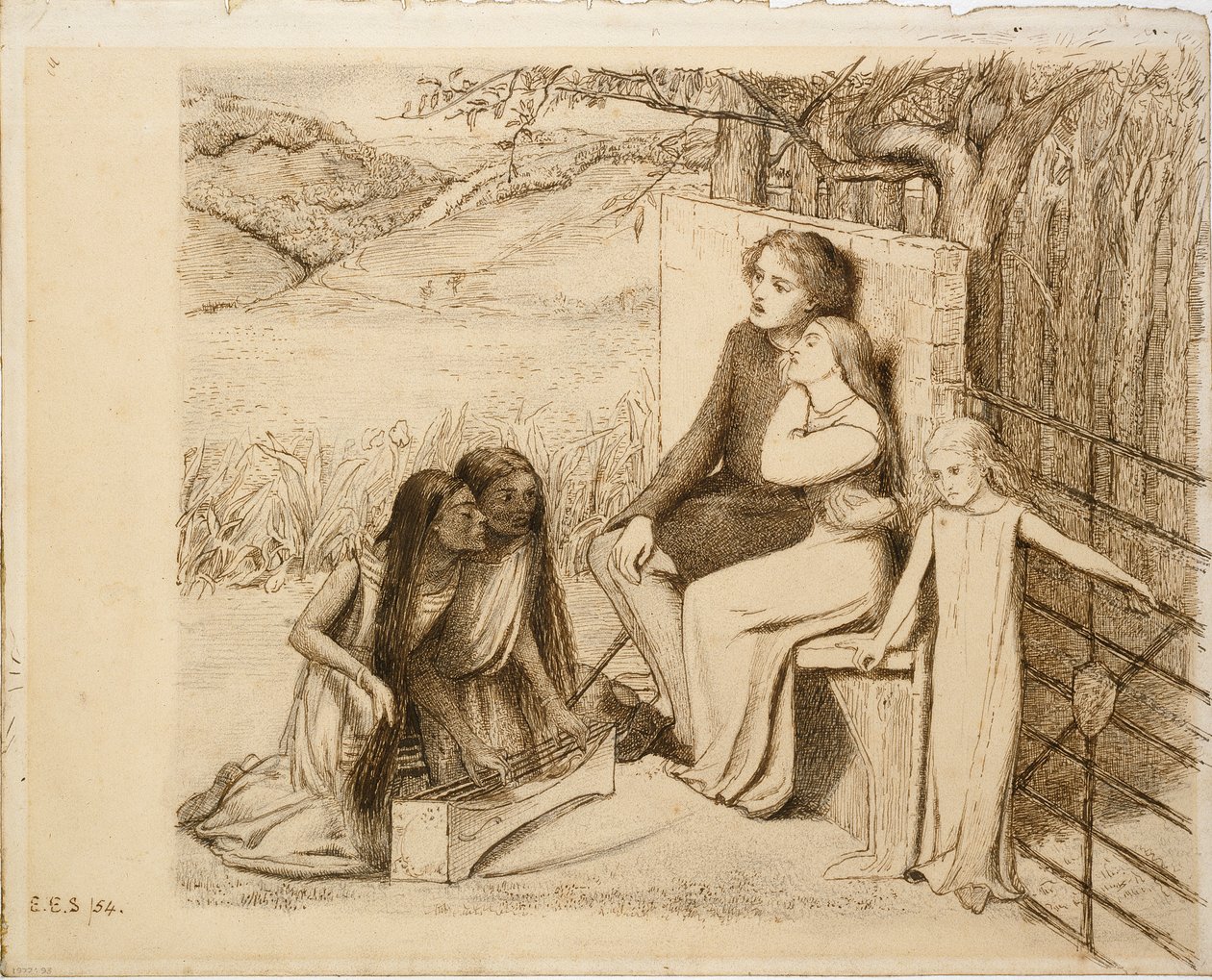Twee geliefden, 1854 door Elizabeth Siddal
