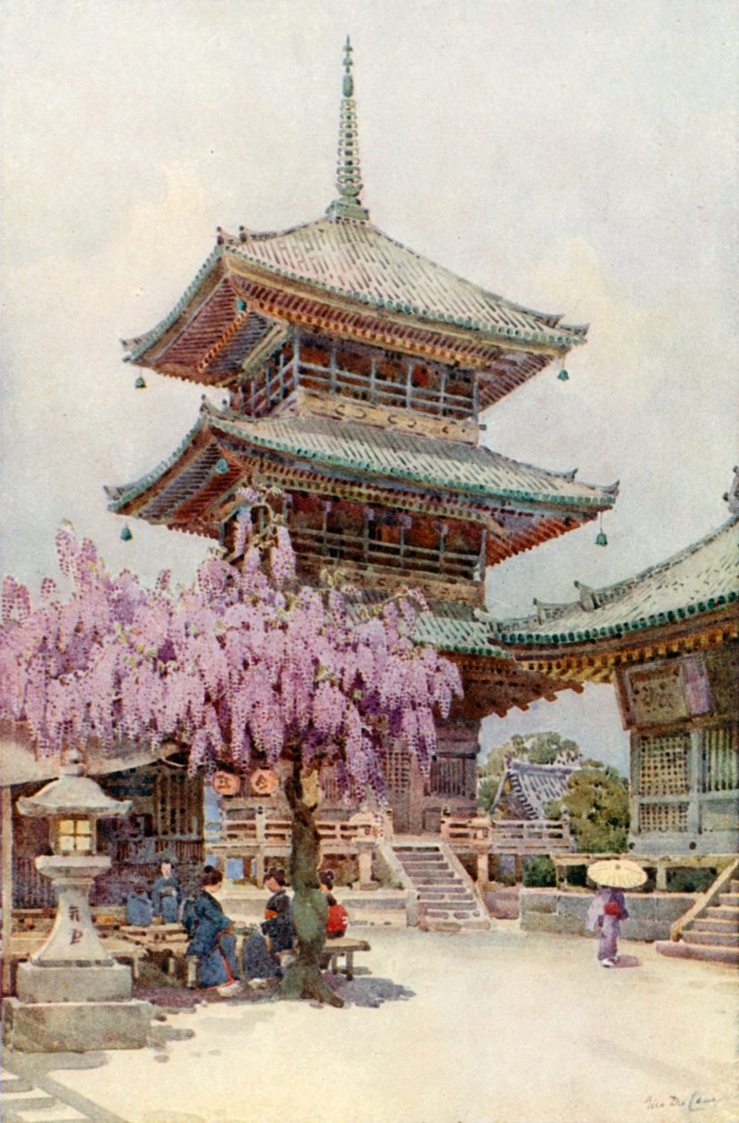 Wistaria, Kyomidzu (kleurenlitho) door Ella Du Cane