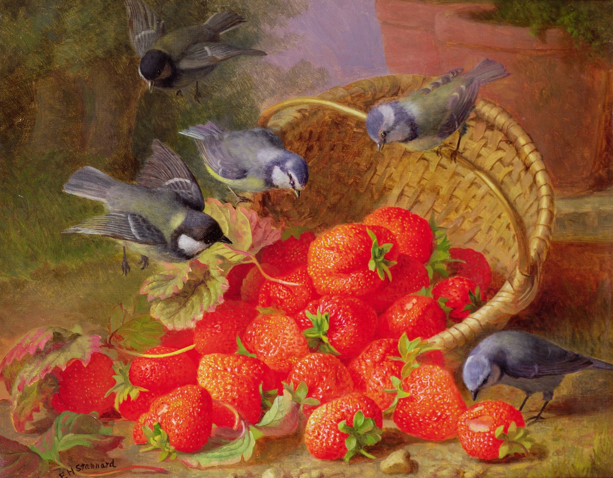 Stilleven met aardbeien en pimpelmezen door Eloise Harriet Stannard