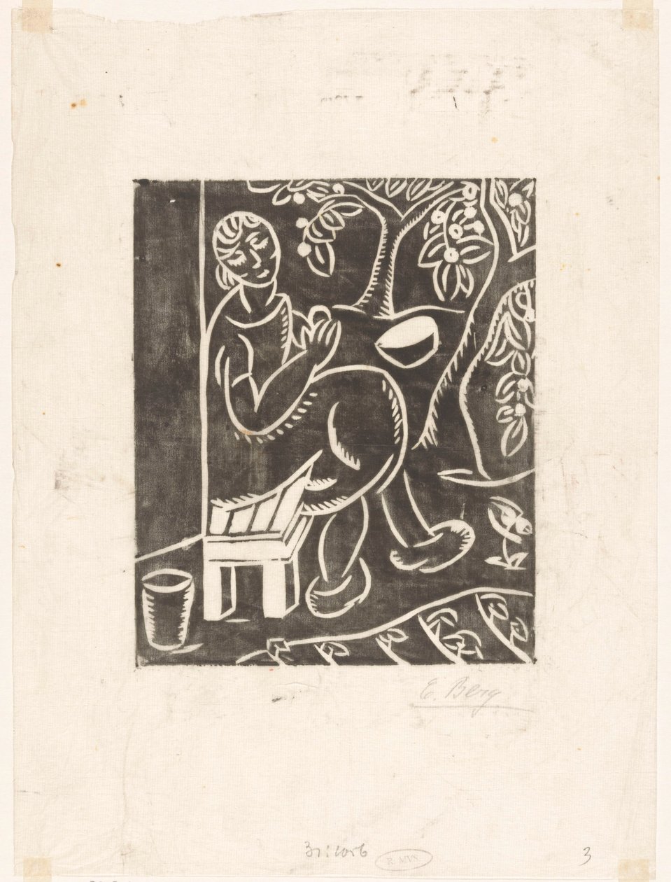 Vrouw op bank door Else Berg (signed by artist)
