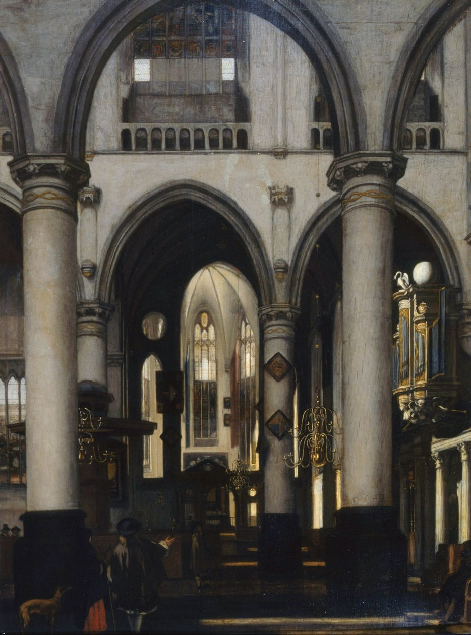 Uitzicht op een kerkinterieur door Emanuel de Witte