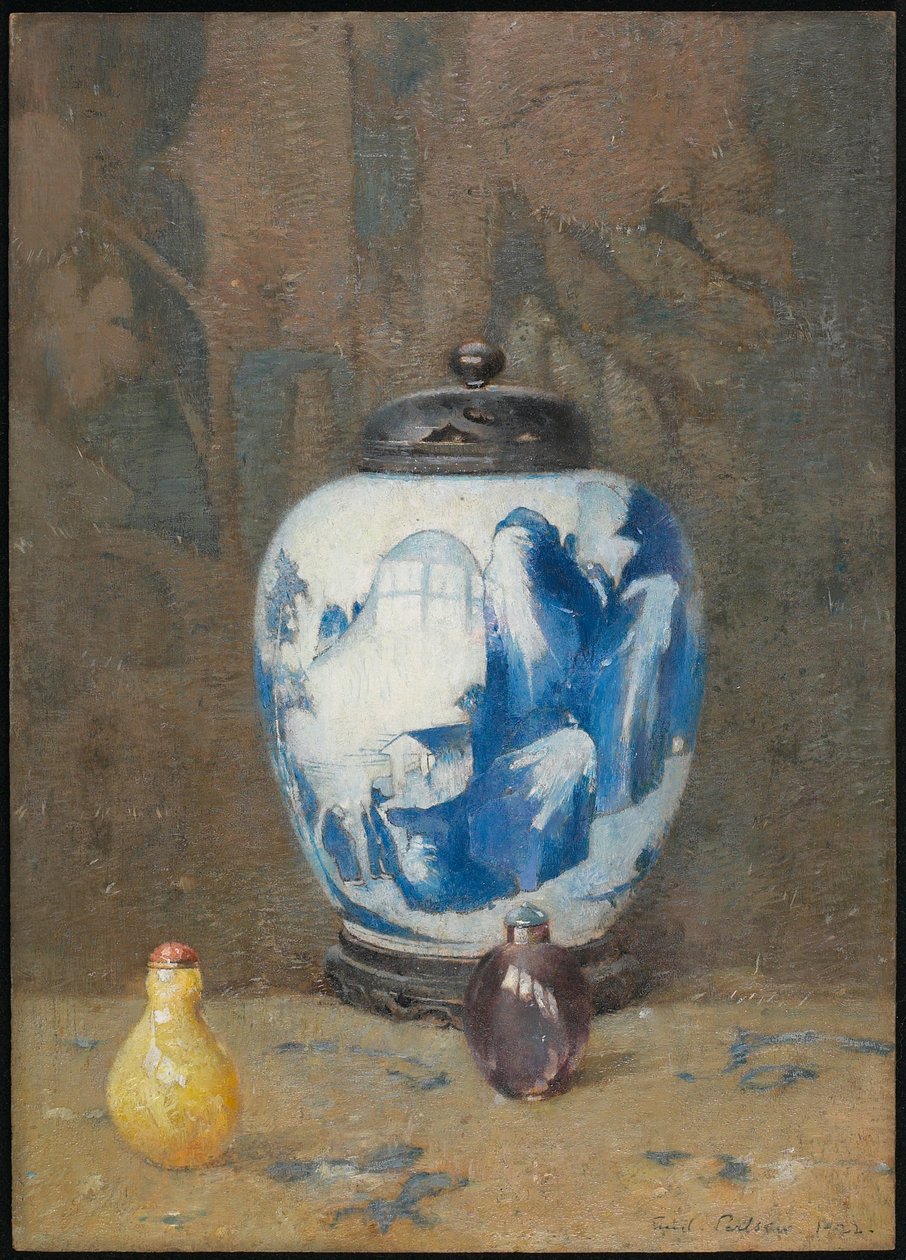 Stilleven, Chinese vaas, 1922 door Emil Carlsen