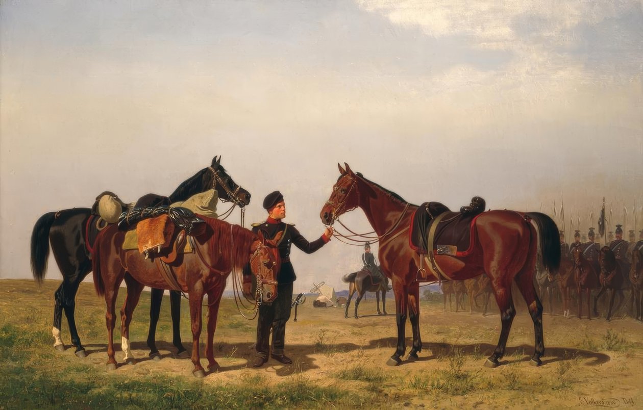 Ulanen-handpaardenhouder door Emil Volkers