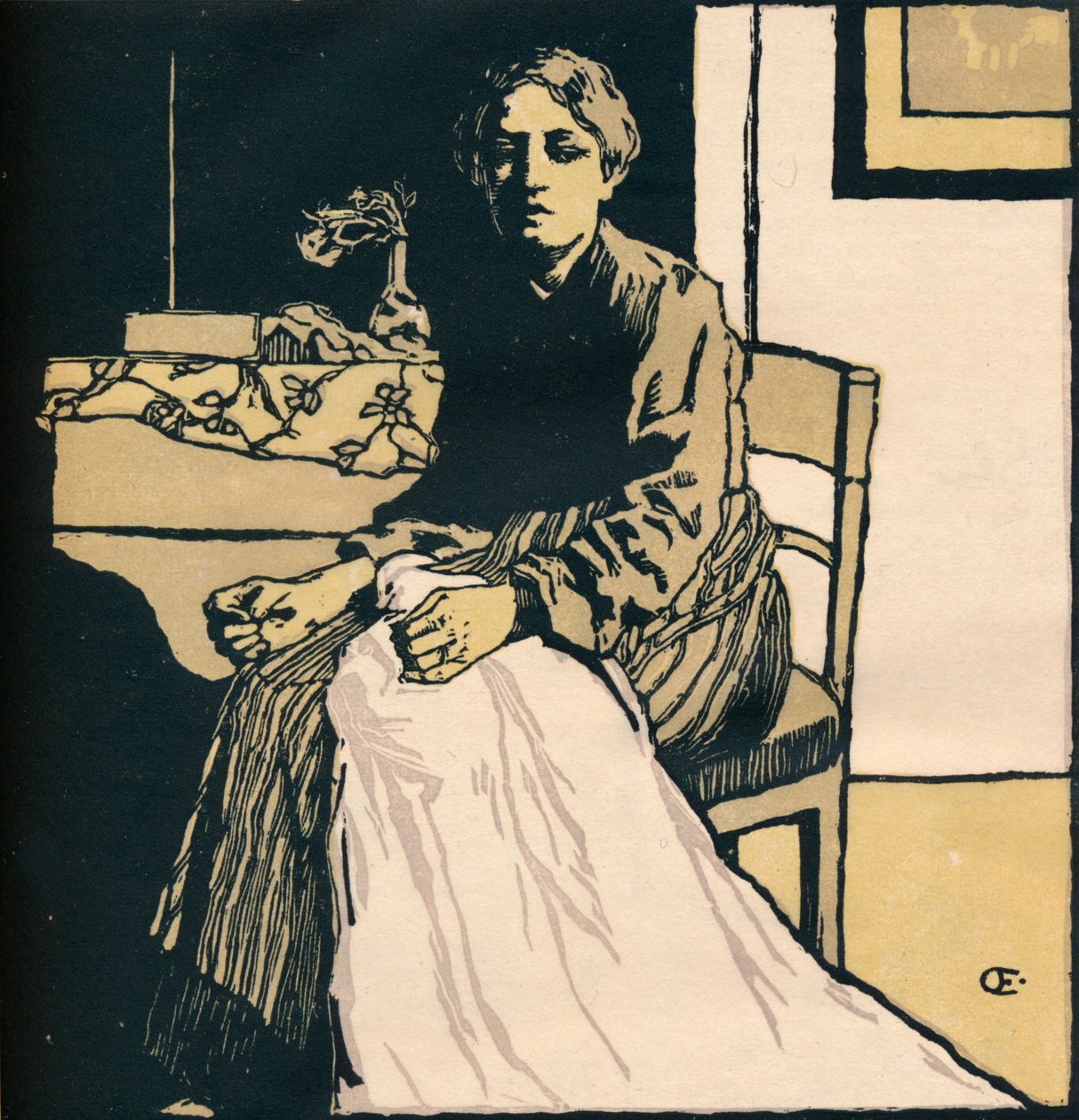 De Naaister, ca. 1900 door Emil Orlik