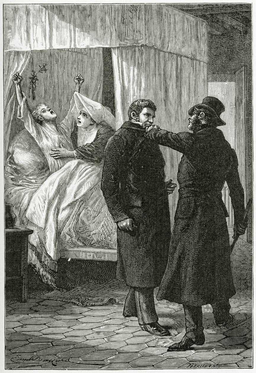 De dood van Fantine - Illustratie uit Les Misérables, 19e eeuw door Emile Antoine Bayard