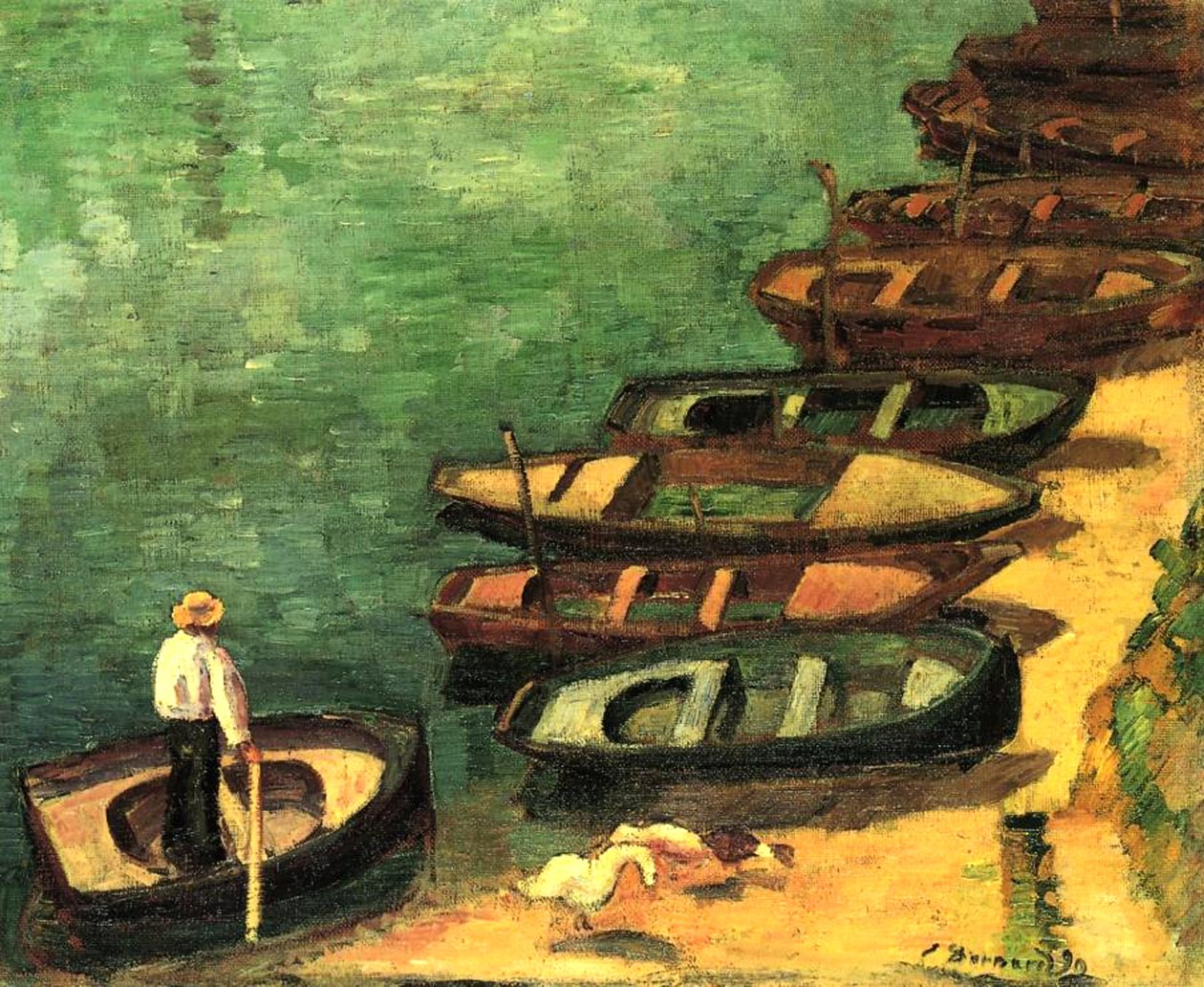 Boten bij Pont-Aven, Bretagne, 1890 door Emile Bernard