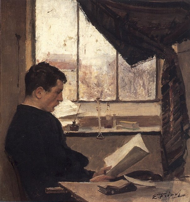Zelfportret, genaamd Een student door Emile Friant