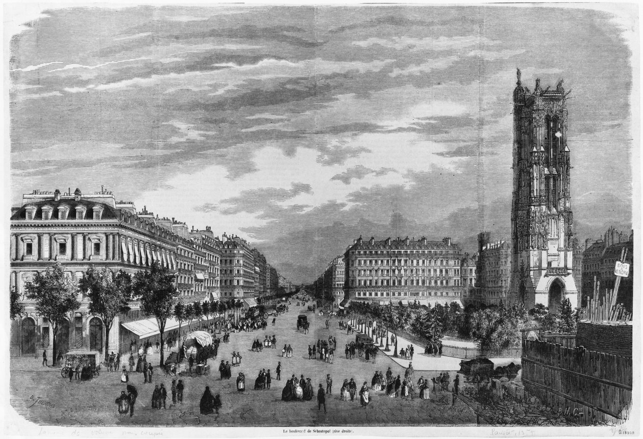 Parijs, Boulevard de Sebastopol door Emile Theodore Therond