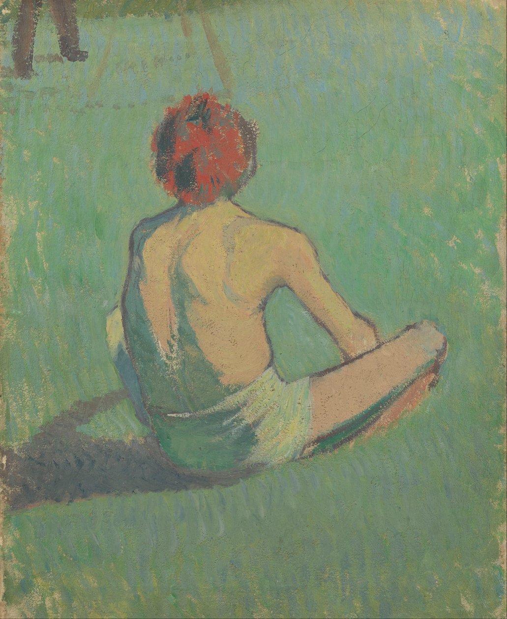 Jongen zittend in het gras door Emile Bernard