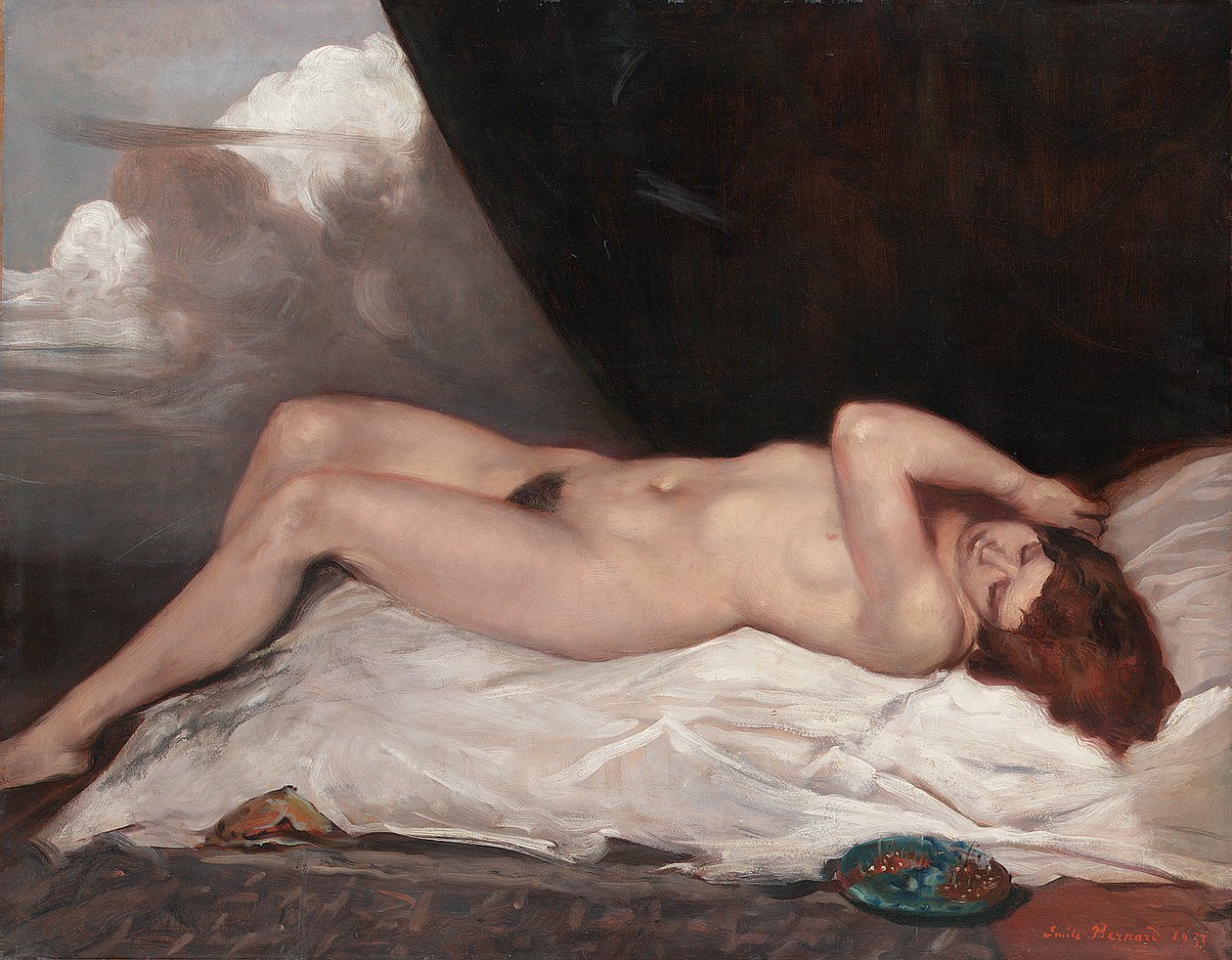 Naakt met een kopje kersen, 1933 door Emile Bernard