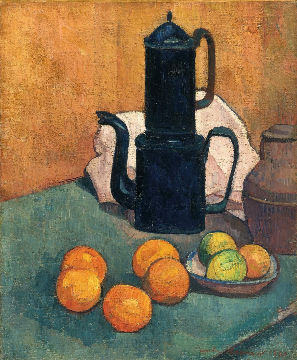 De blauwe koffiepot door Emile Bernard