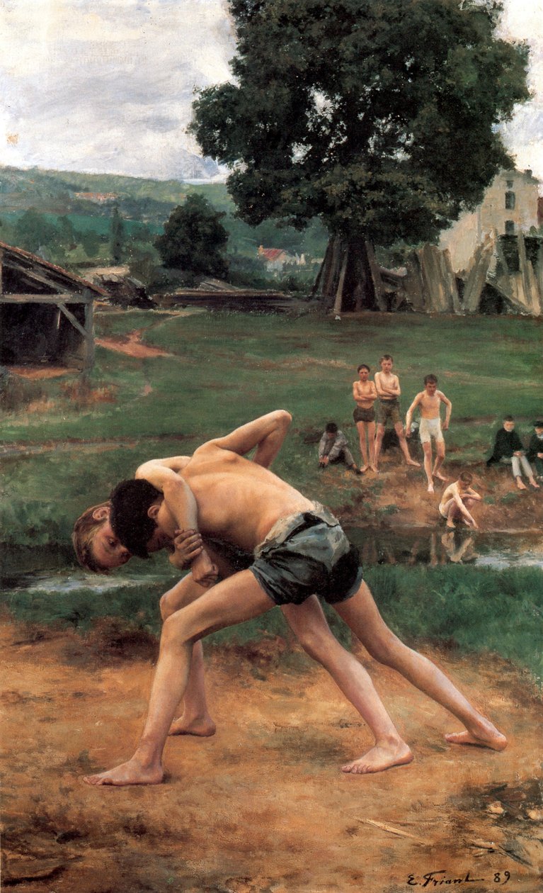 La Lutte (Worstelwedstrijd), 1889 door Emile Friant