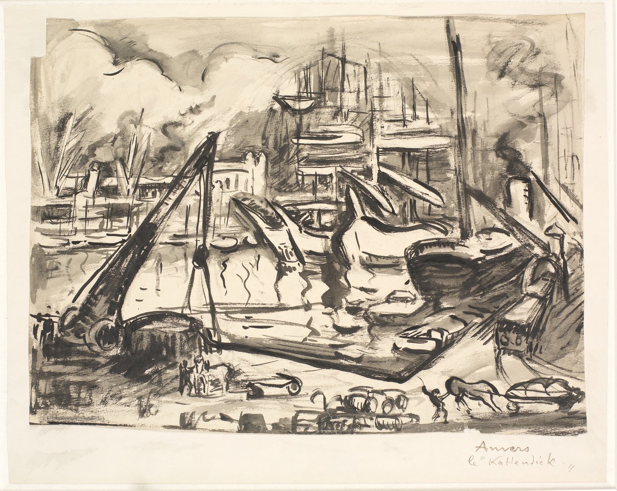 Het havenbassin Kattendijk in Antwerpen door Emile Othon Friesz