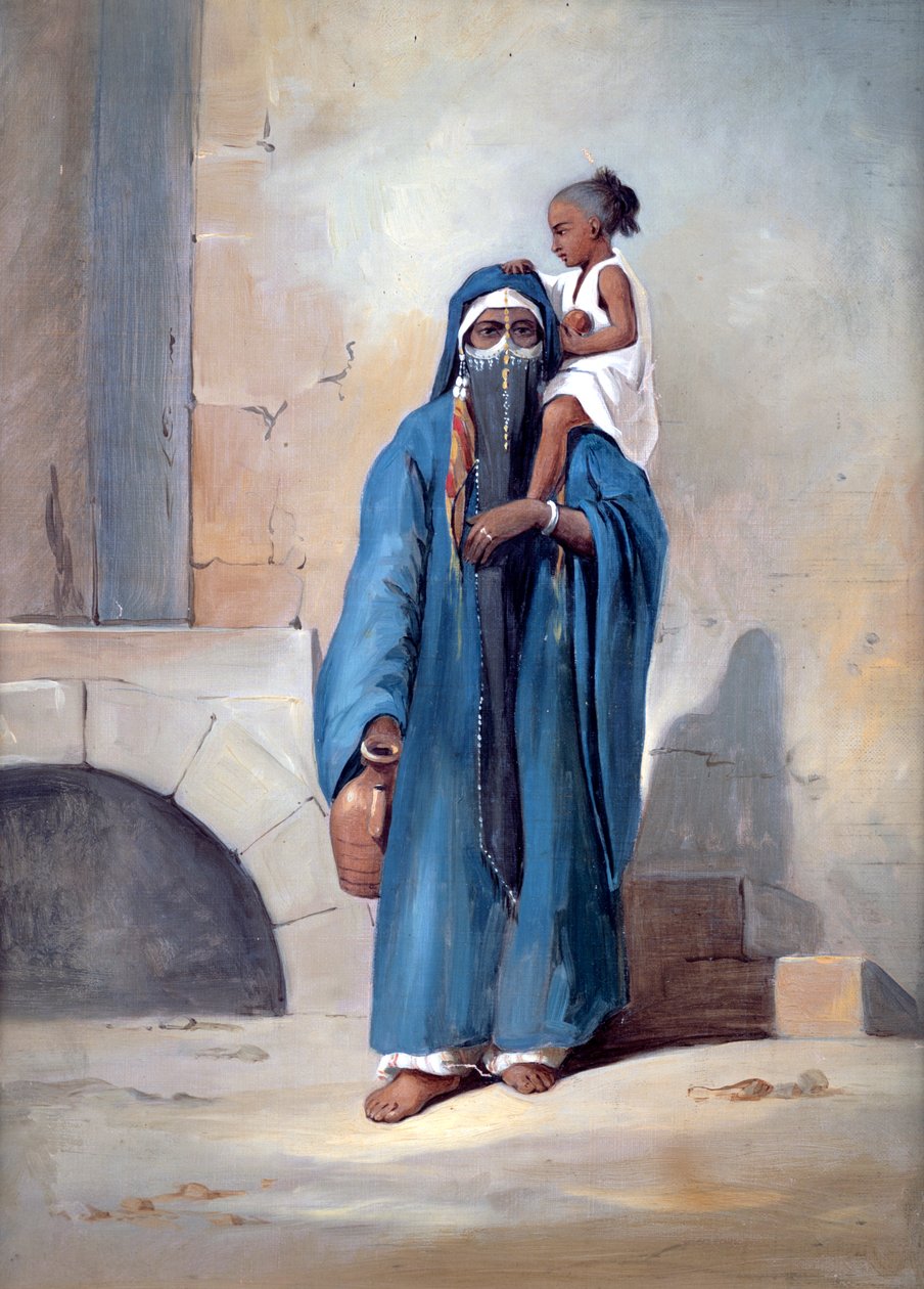 Gesluierde Egyptische Vrouw, midden 19e eeuw door Emile Prisse d